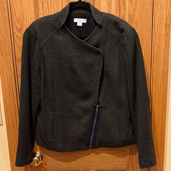 Coldwater Creek Jackets & Blazers - Coldwater Creek Women's Dark Green Asymmetrical Jacket